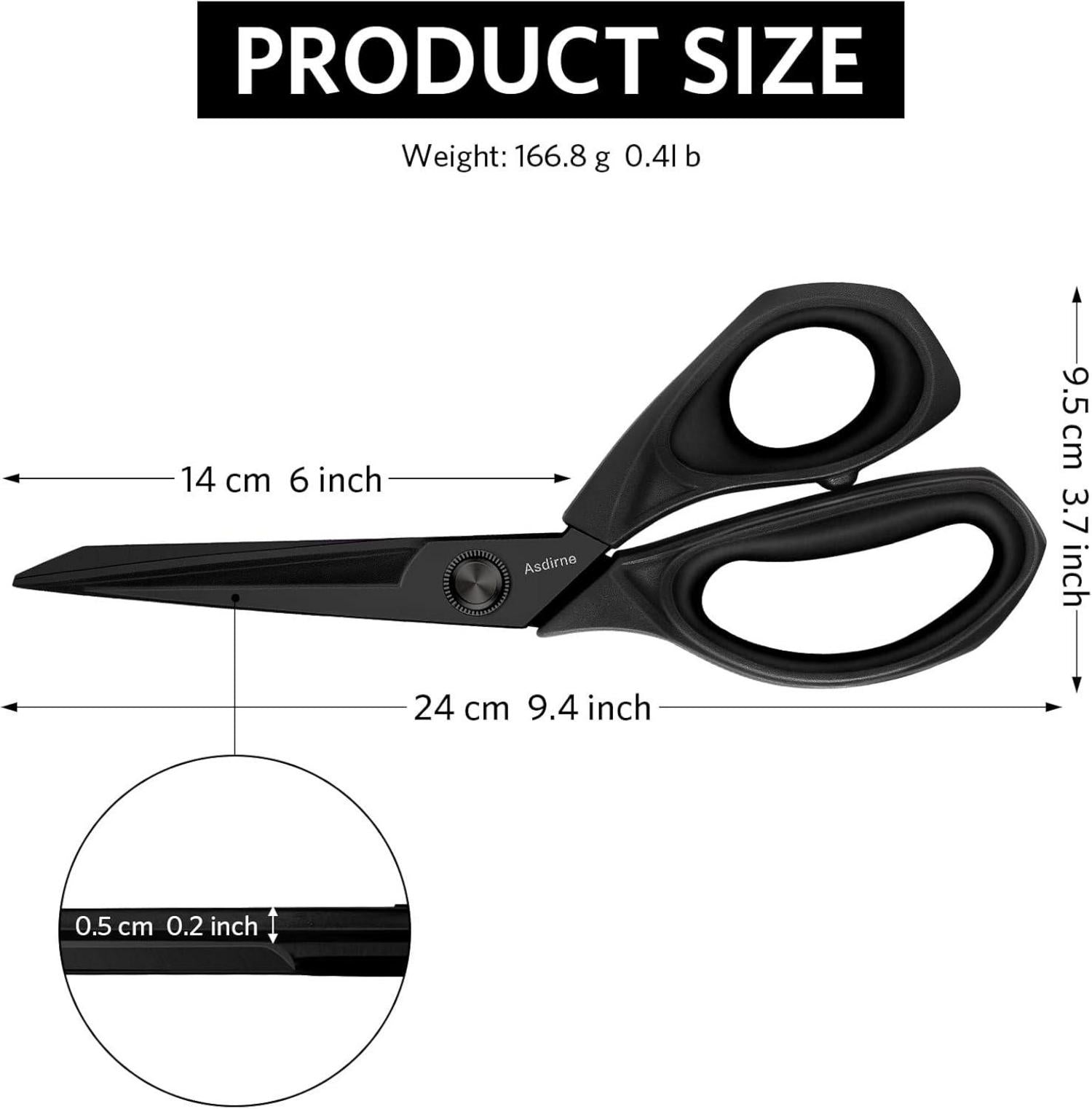 Schwarze Titan-Stoffschere mit Titanbeschichteten Klingen, 25 cm, Schwarz