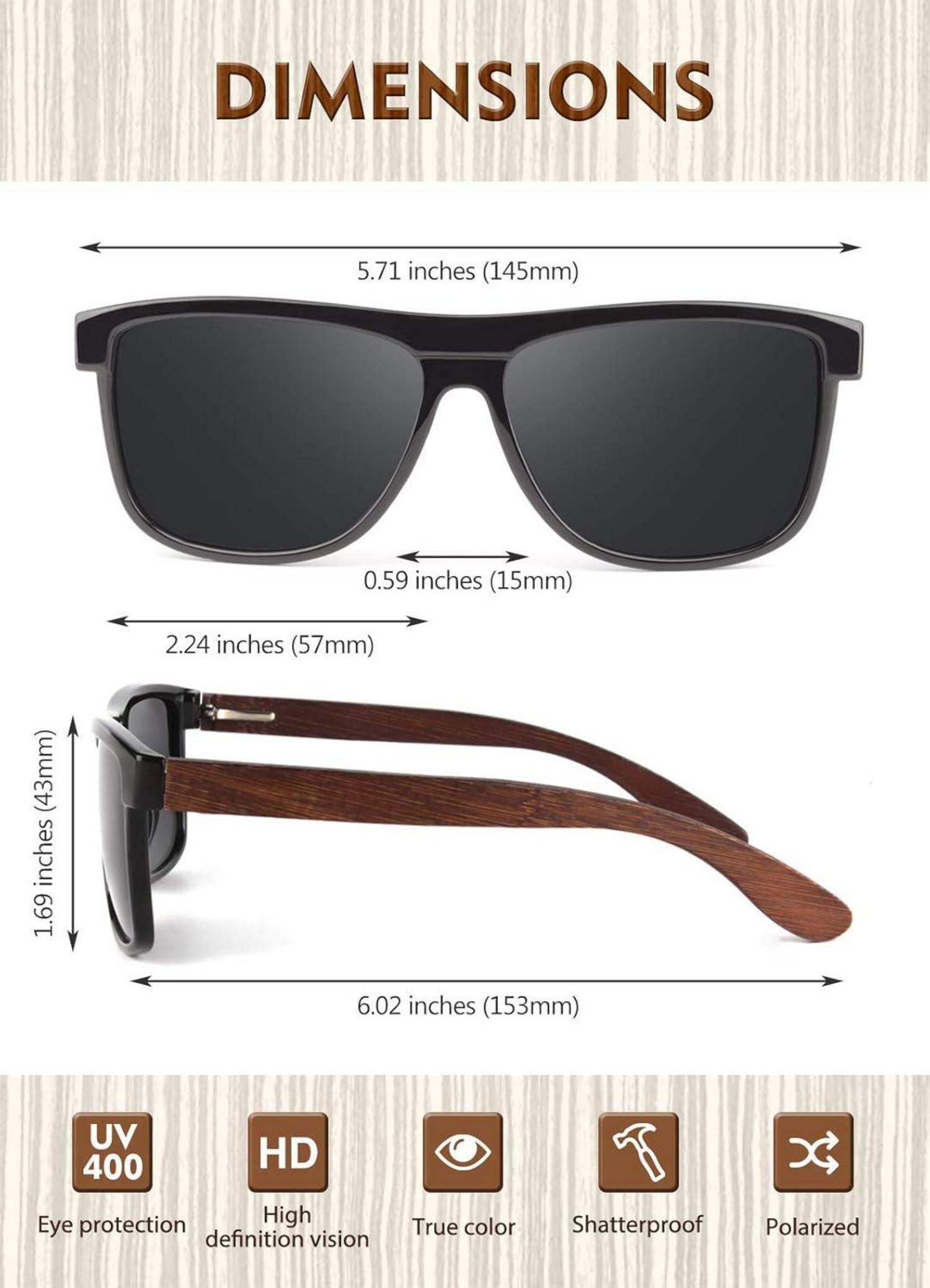 CGID Holz Sonnenbrille Polarisiert Damen Herren UV400 Cat 3 M07