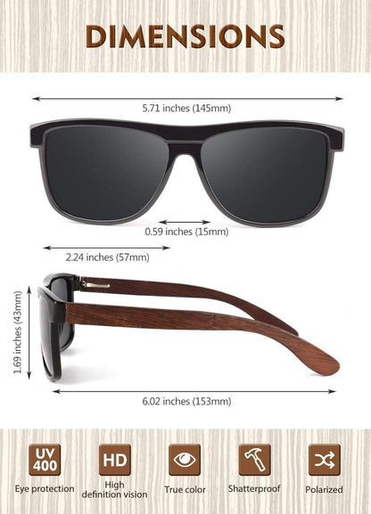 CGID Holz Sonnenbrille Polarisiert Damen Herren UV400 Cat 3 M07