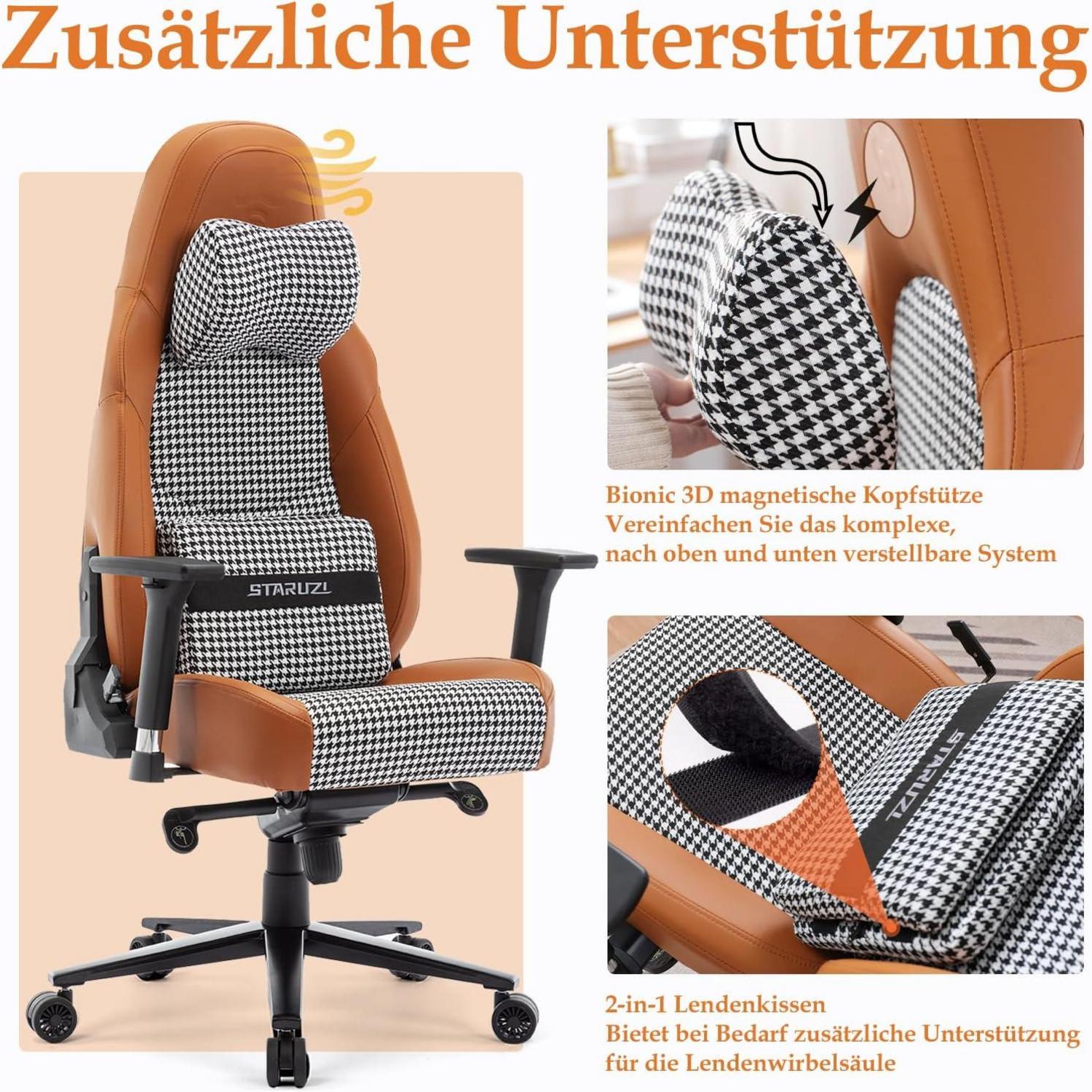 STARUZI Gaming Stuhl 200kg | Retro Bürostuhl Qng-01, Antifouling PU-Kunstleder