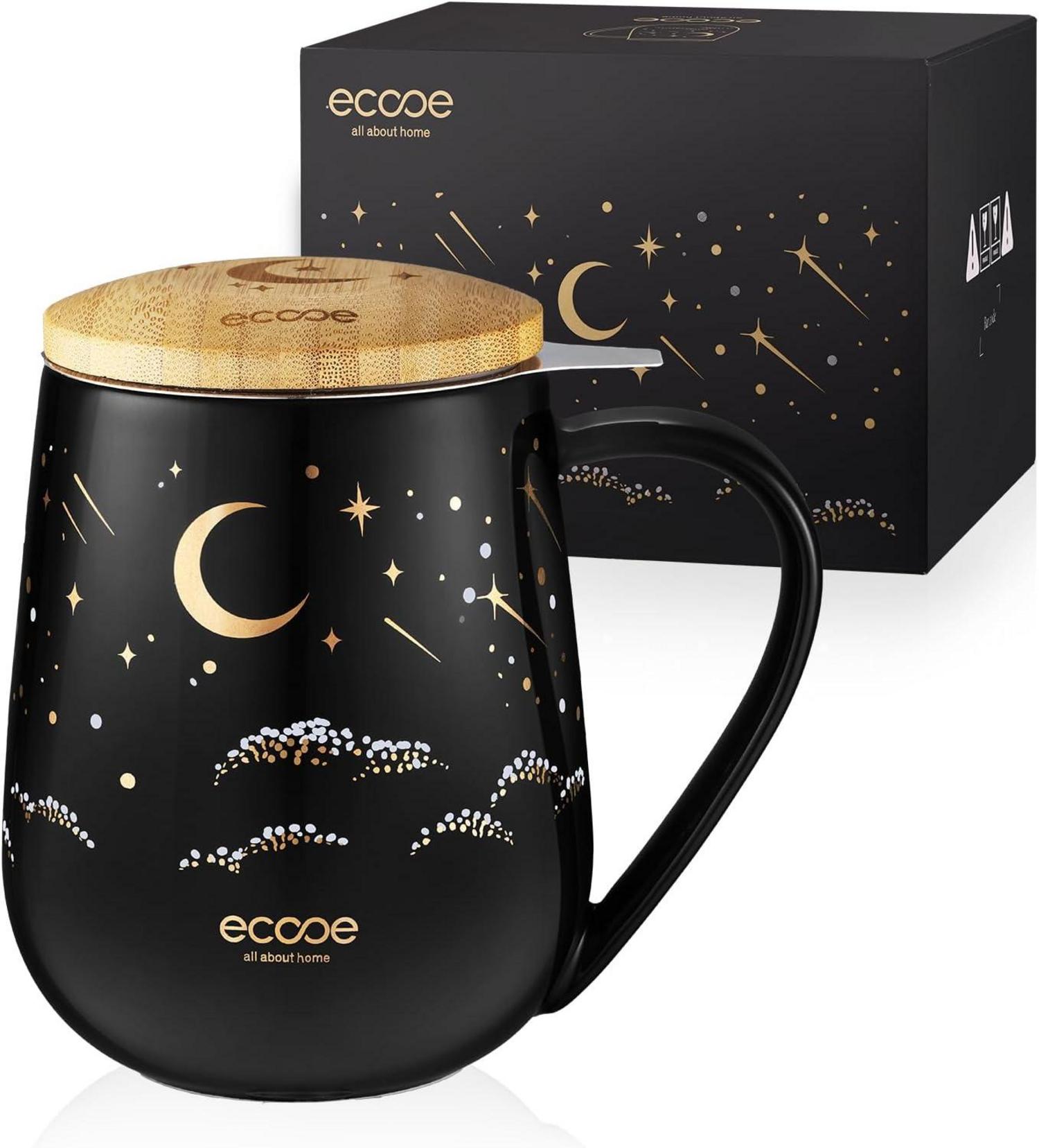 Teetasse mit Deckel und Sieb 600ml - Keramik Tee Tasse Große