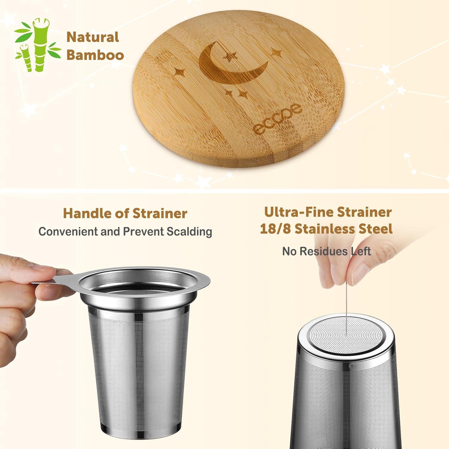 Teetasse mit Sieb - 600 ml Große Keramik Tee Tasse Schwarz