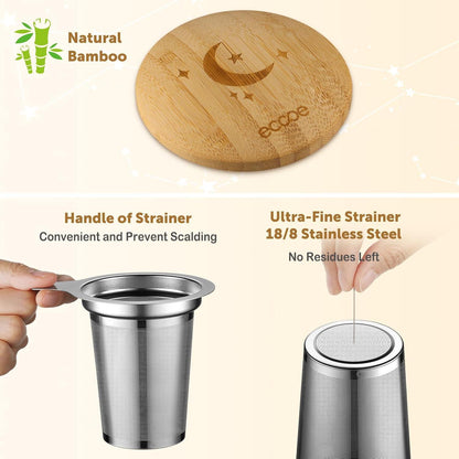 Teetasse mit Sieb - 600 ml Große Keramik Tee Tasse Schwarz