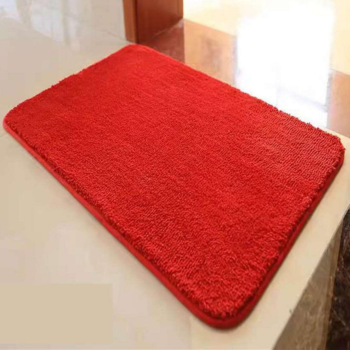 Rutschfester Badteppich flauschig rot 60x100 cm