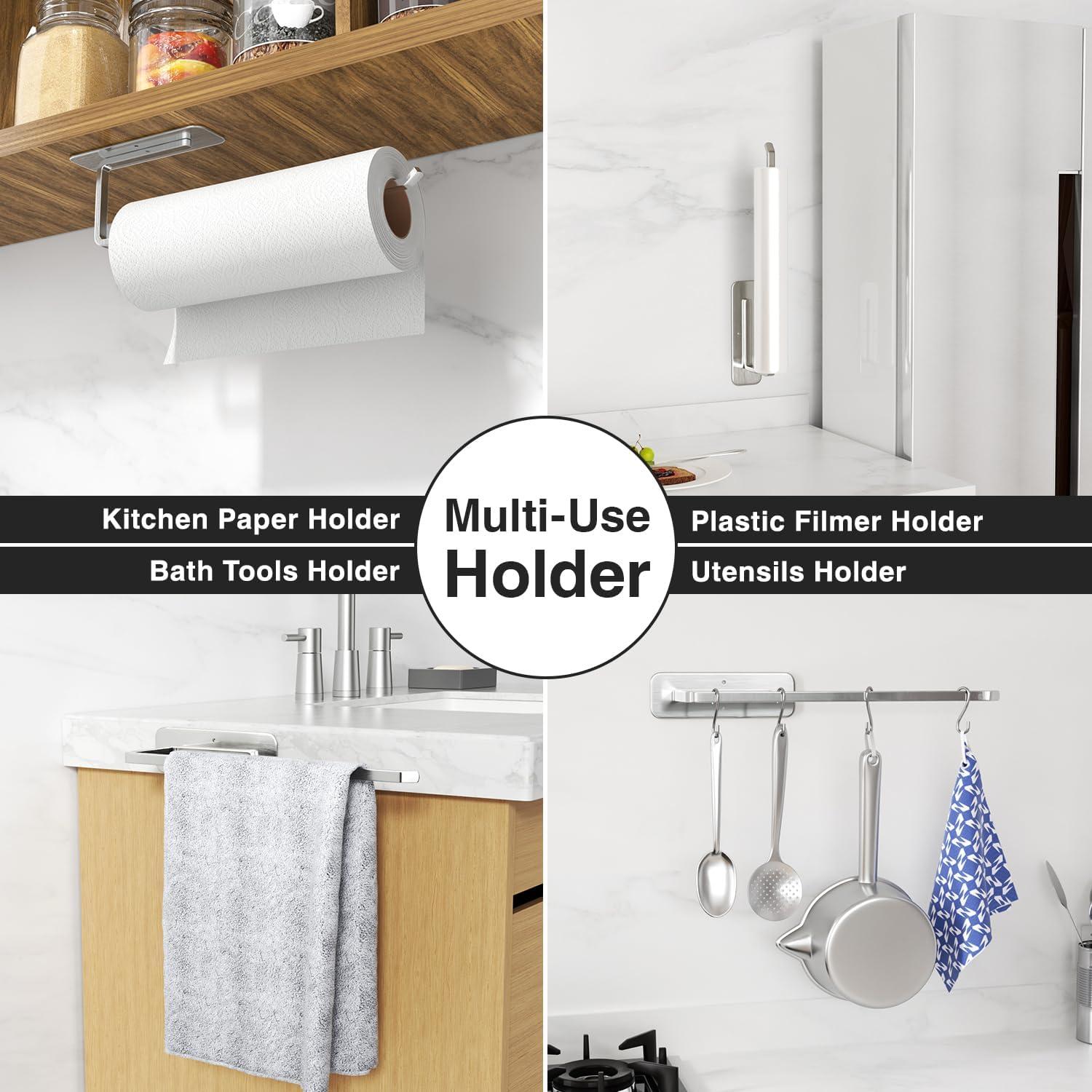 Silber Küchenrollenhalter - Unterbau ohne Bohren - Verbessertes Aluminium - 12,2
