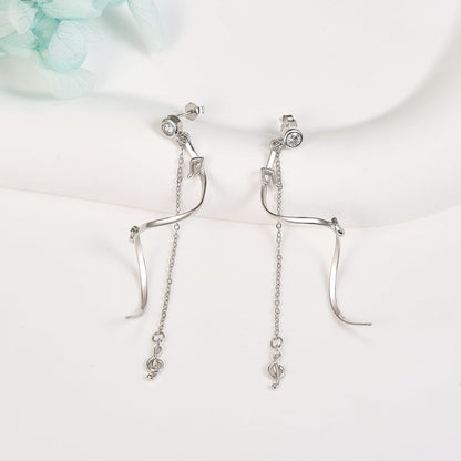 Musik-Spiralohrringe Sterlingsilber Musiknoten Tropfenohrringe