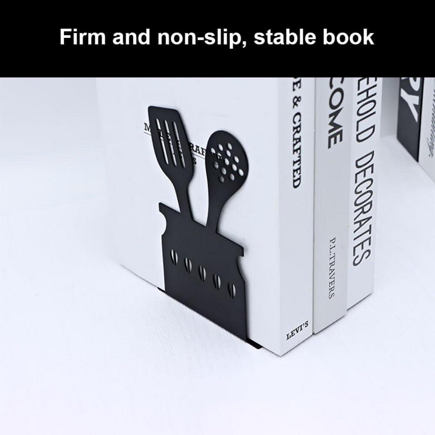 Buchstützen Metall Bücherstützen Schwarz 4 Stück - Stabil, elegant & platzsparend