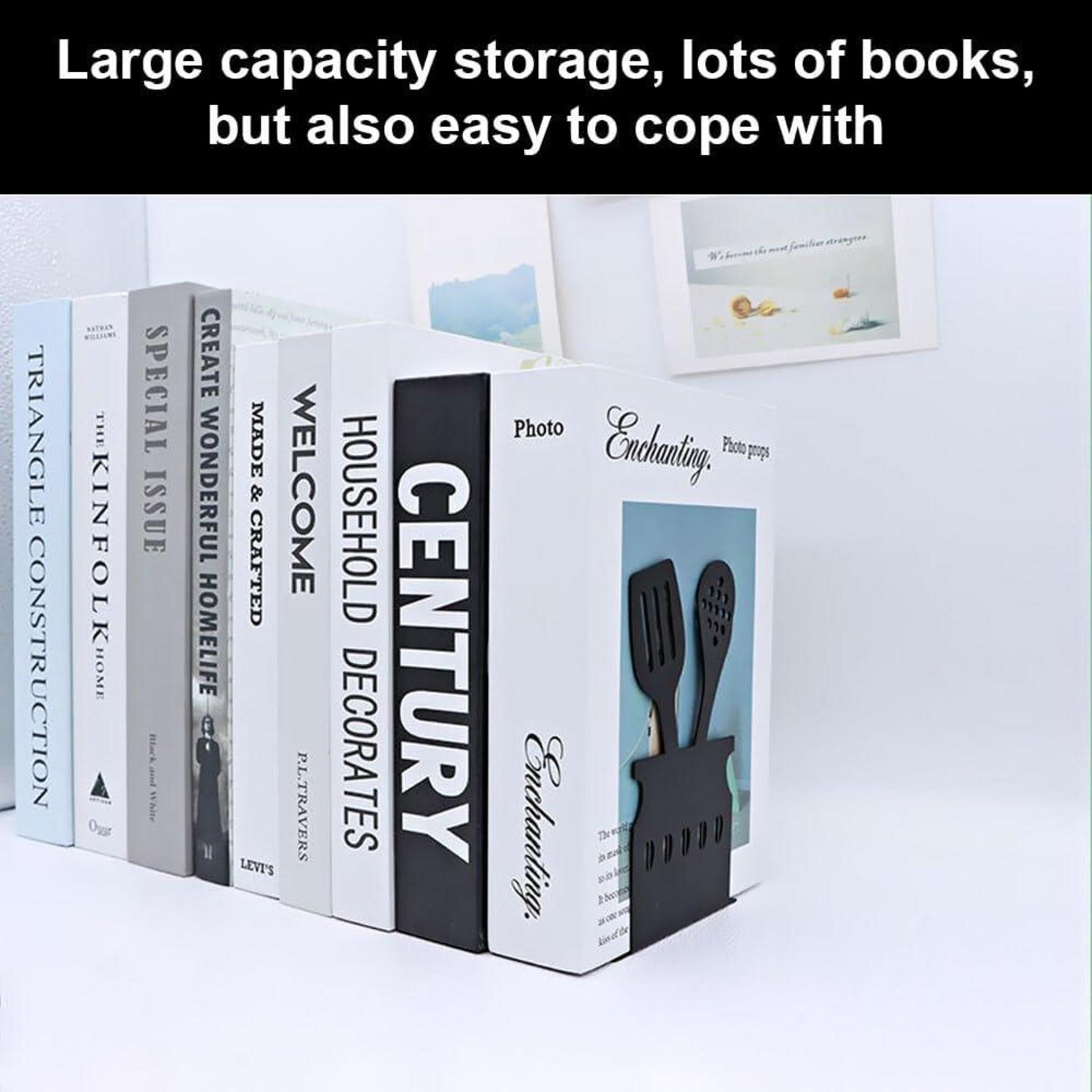 Schwarze Metall Buchstützen 4er Set 15x10x10cm Bücherständer