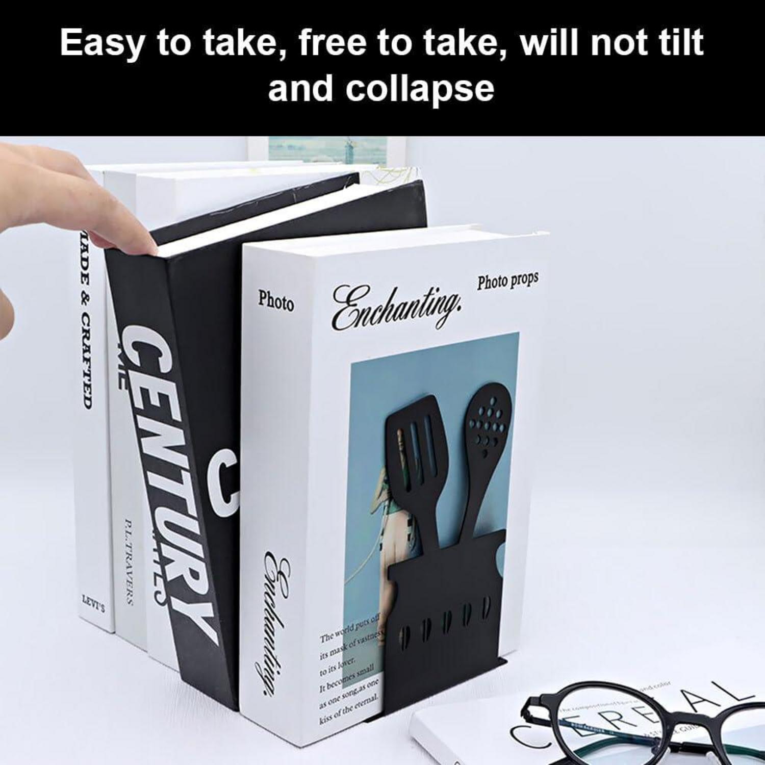 Buchstützen Metall Bücherstützen Schwarz 4 Stück - Stabil, elegant & platzsparend
