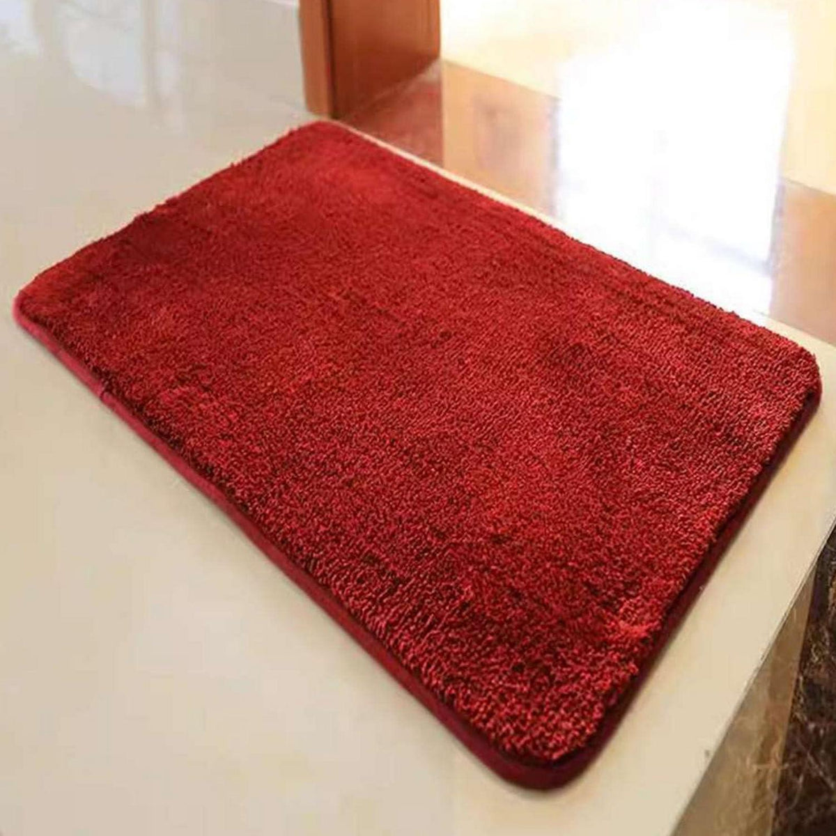 Rutschfester Badteppich flauschig Weinrot 100x130 cm