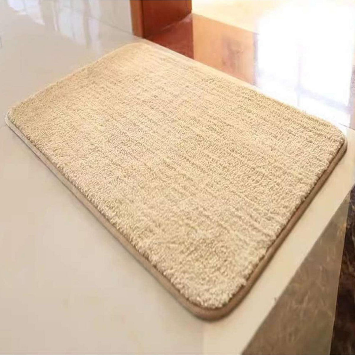 Rutschfester Badezimmerteppich flauschig Beige 120x200 cm