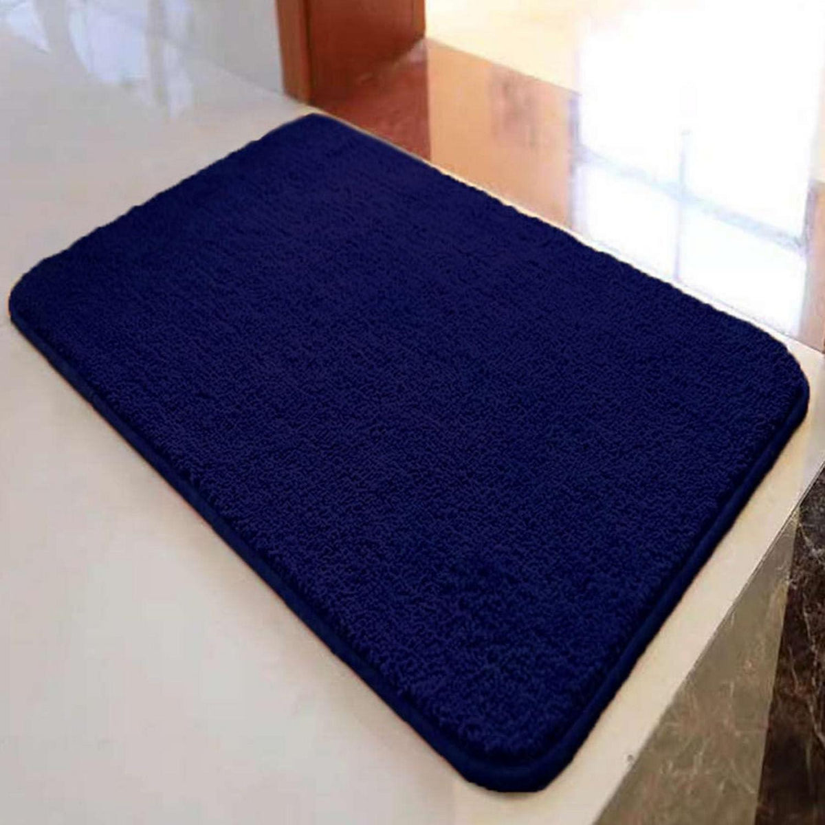 Rutschfester Badteppich flauschig, Navy Blau 120x200 cm