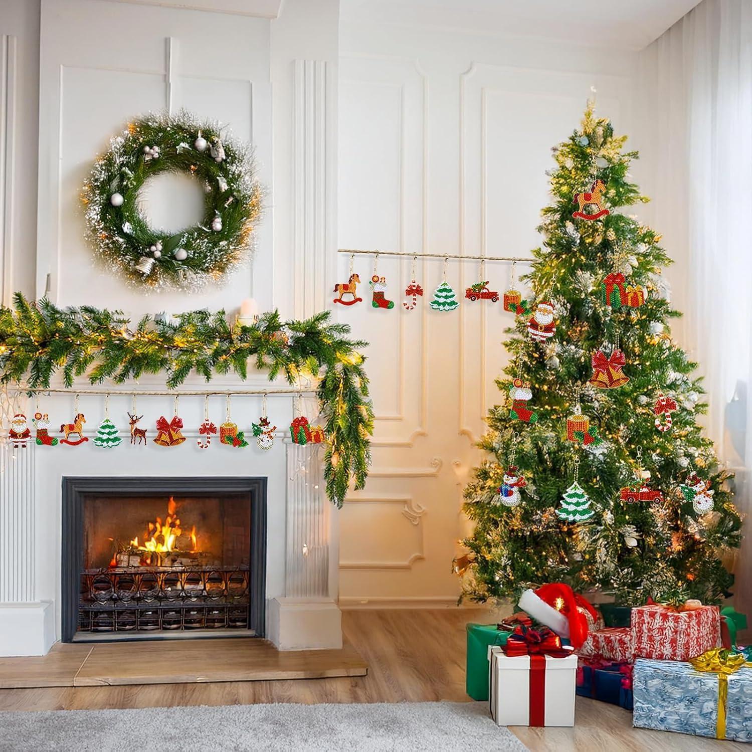 12er Set Diamond Painting Weihnachts Schlüsselanhänger 5D DIY Winterdekoration