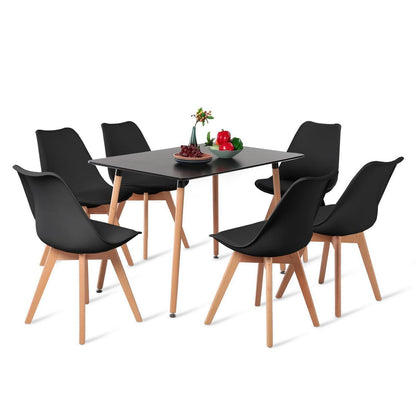 Rechteckiger Esstisch mit 6 Stühlen – Schwarz 110cm