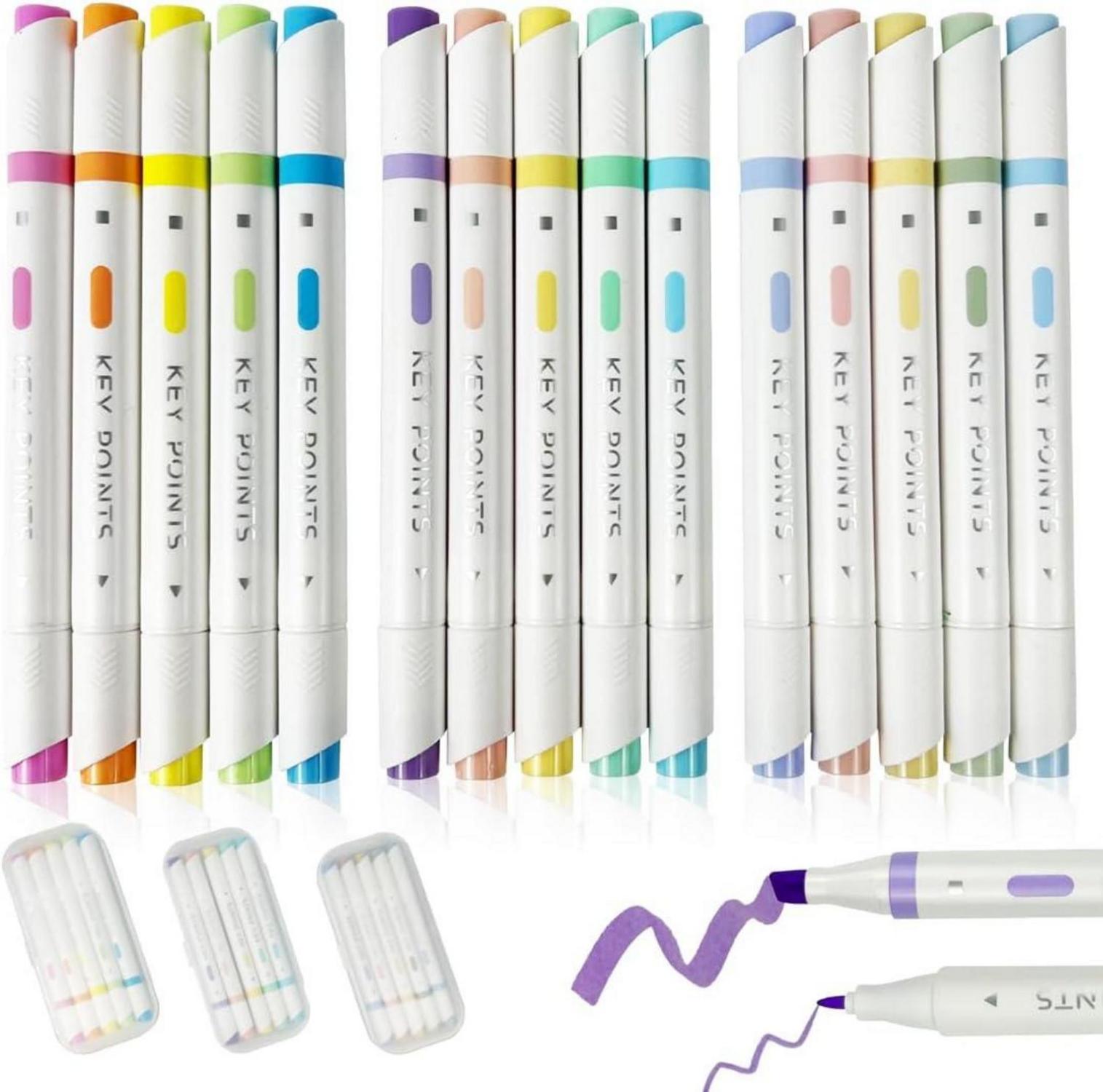 15 Pastell Textmarker Set für Journaling und Schulbedarf
