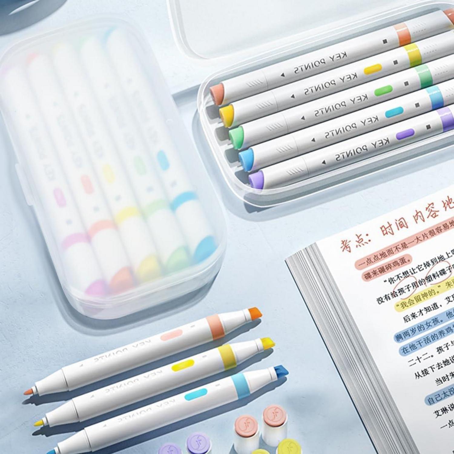 YOSKAEDI 15 Farben Pastell Textmarker Doppelspitze Journaling Design Marker