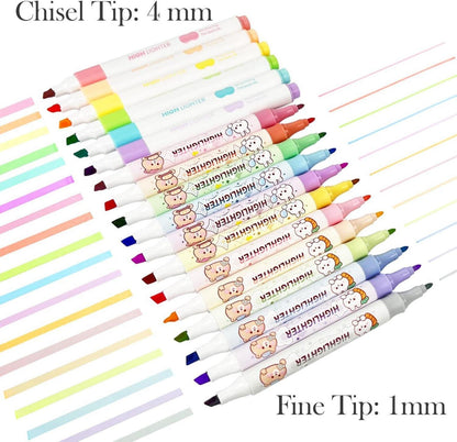 Textmarker Set 18 Pastell Leuchtstift Zwei Spitzen