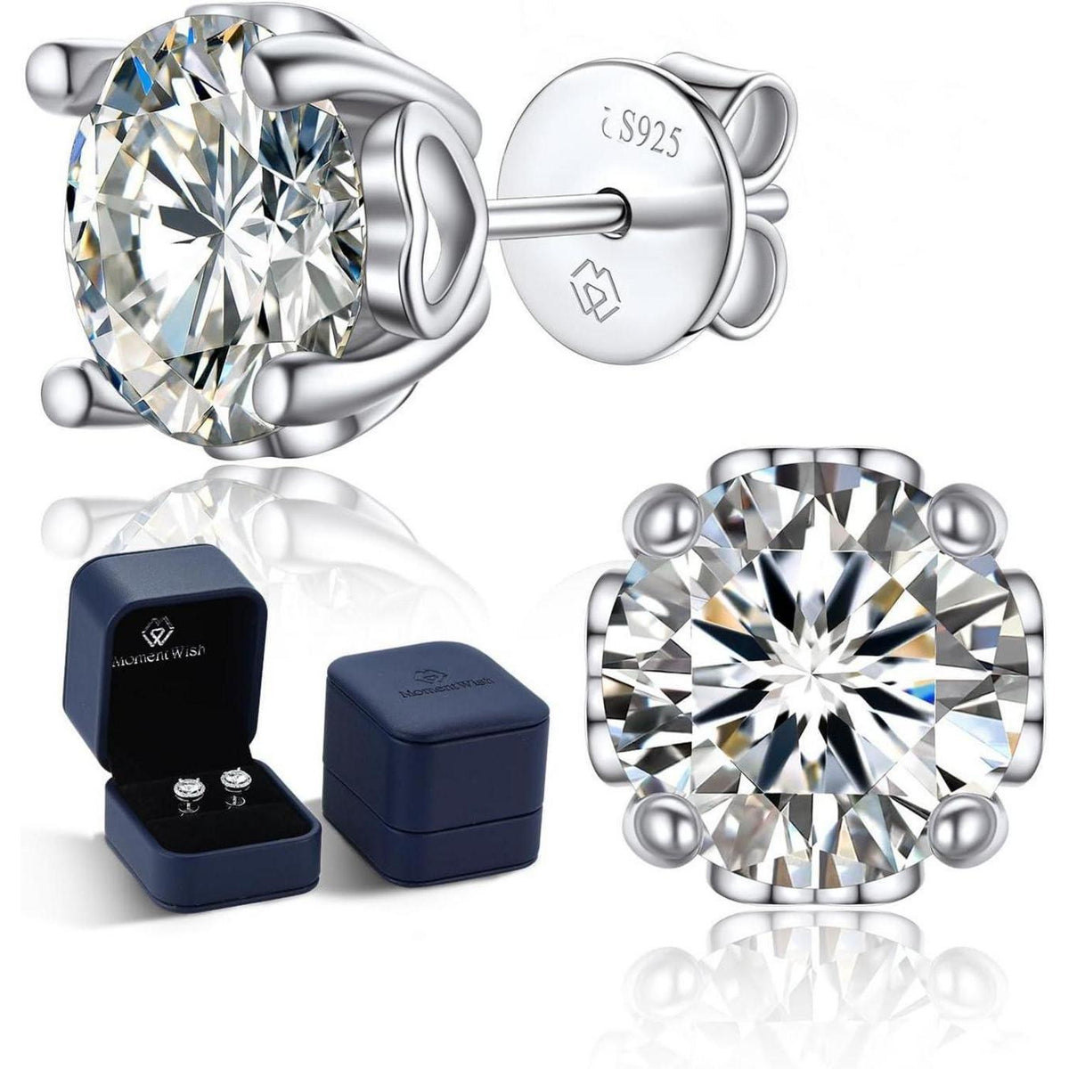 Moissanite Ohrstecker Silber 925 Herz 4 Karat Damen Geschenk