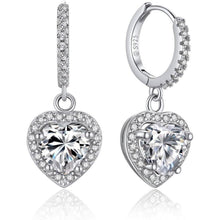 Creolen mit Herz Anhänger, 2 Karat Moissanit, Sterling Silber 925, Romantisches Geschenk