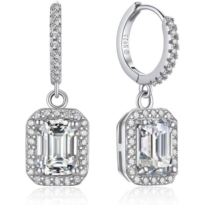 Creolen mit Moissanit Anhänger, 2 Karat Diamant, Silber 925, Romantisches Geschenk
