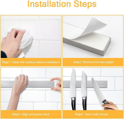 Magnetleiste Messer Edelstahl Selbstklebend 30cm - Extra Stark Magnetisch - Platzsparend - SMART&COOL