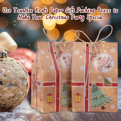 50 Weihnachten Party Geschenkboxen Kraftpapier Süßigkeiten Taschen Adventskalender DIY