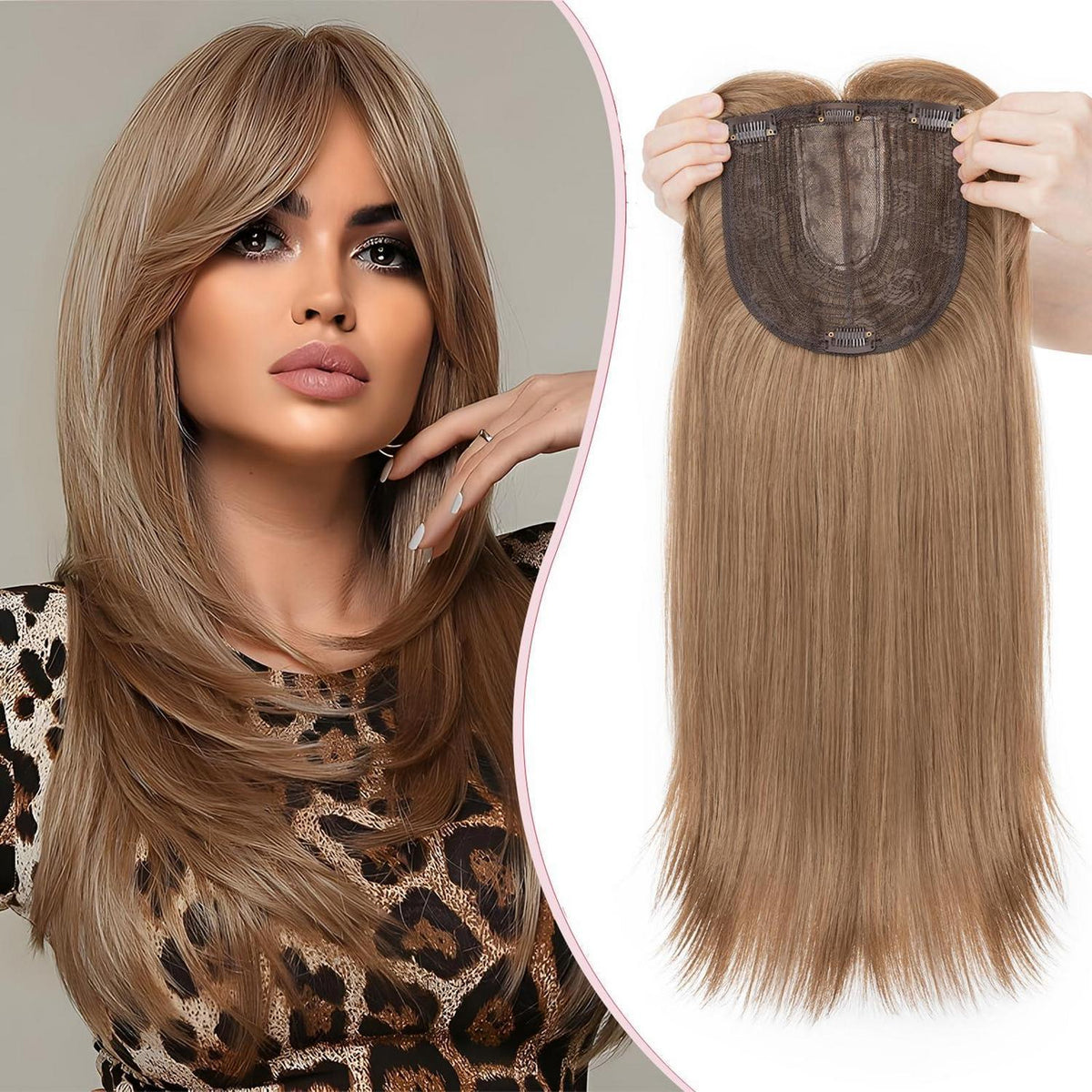 Haartopper Damen mit Fransen, Honigblond, 45cm