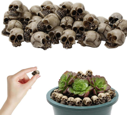 20er Set Mini Harz Totenköpfe Halloween Dekoration Skelett Party