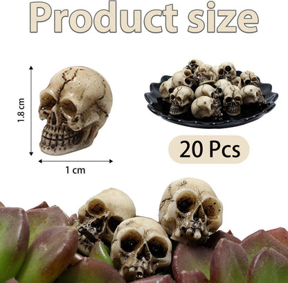 20er Set Mini Harz Totenkopf Figur Halloween Deko Skelett