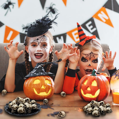 20er Set Mini Totenkopf Figur Harz Skelett Halloween Deko Horror Party