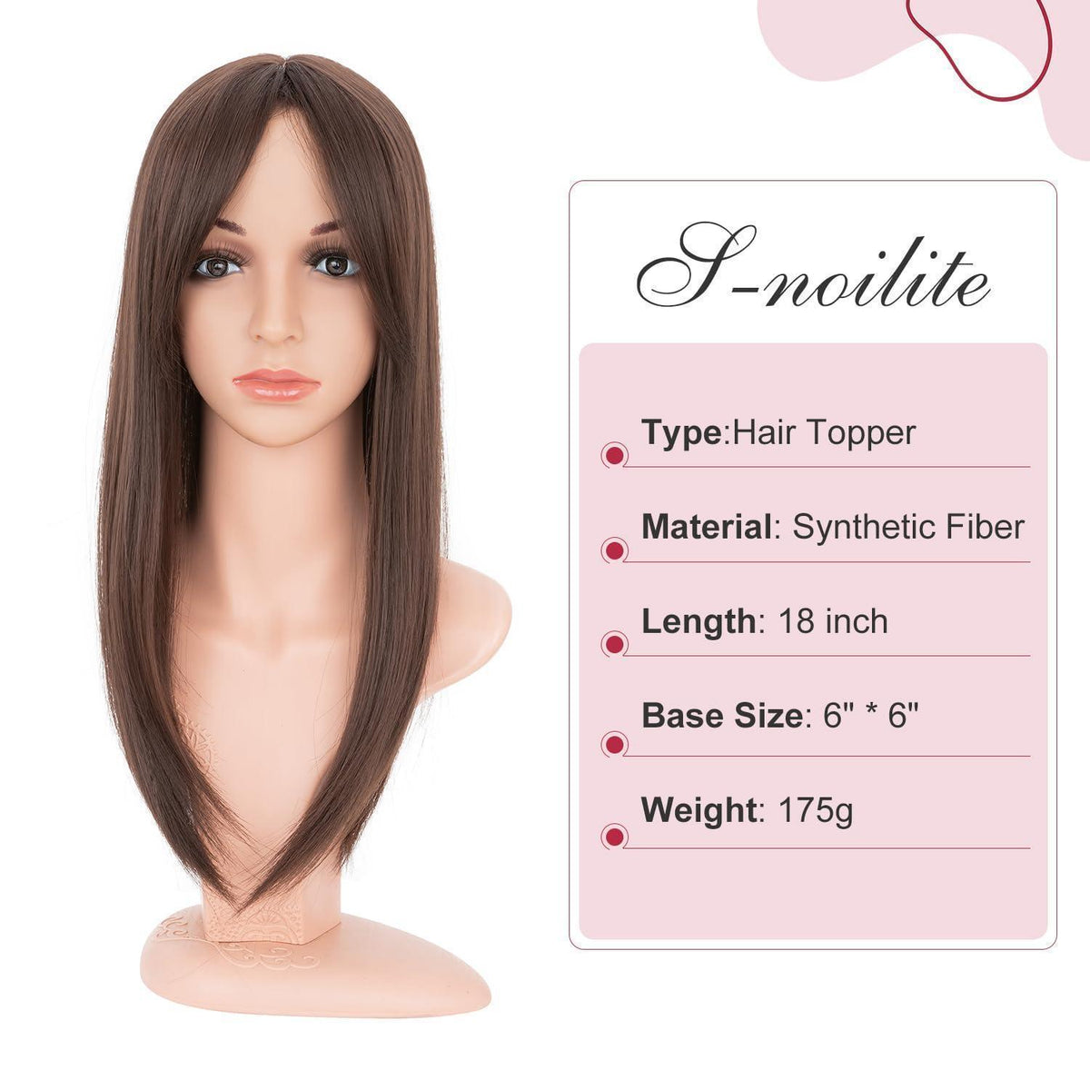 Haartopper Damen Auburn Braun, Clip-In Haarverlängerung 45cm
