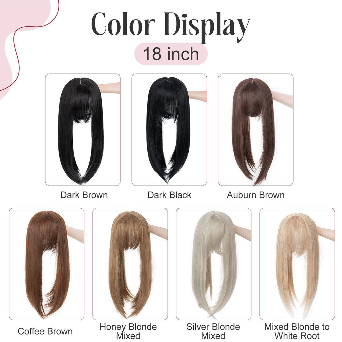 Haartopper Damen Auburn Braun, Clip-In Haarverlängerung 45cm