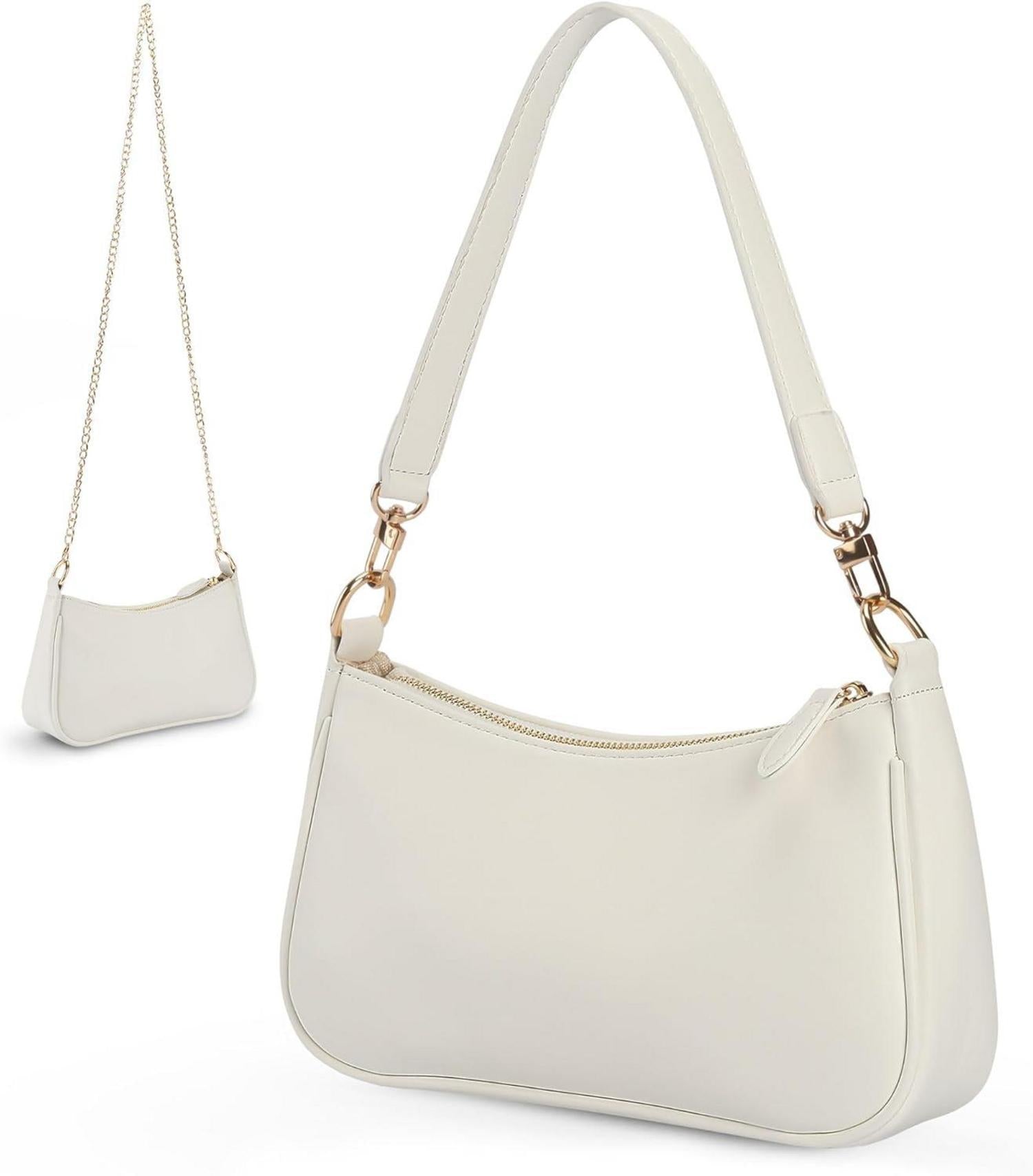 Kleine Handtasche Damen Weiß PU-Leder Crossbody Umhängetasche