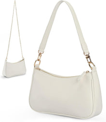 Kleine Handtasche Damen Weiß PU-Leder Crossbody Umhängetasche
