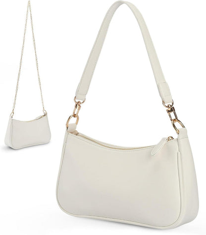 Kleine Handtasche Damen Weiß PU-Leder Crossbody Umhängetasche