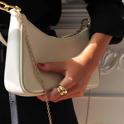 Kleine Handtasche Damen Weiß PU-Leder Crossbody Umhängetasche