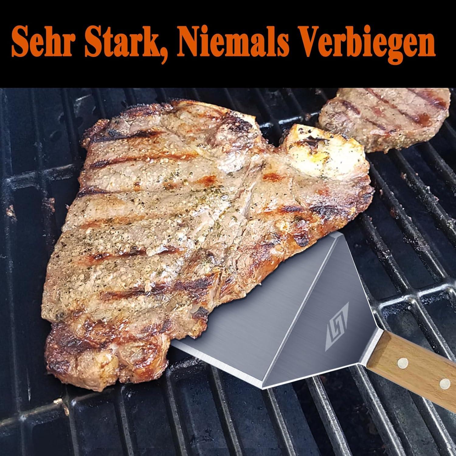 Edelstahl Pfannenwender für Smash Burger, Grillspatel 15,5x13,5cm