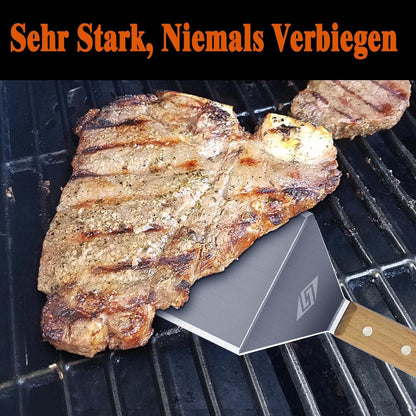 Edelstahl Pfannenwender für Smash Burger, Grillspatel 15,5x13,5cm