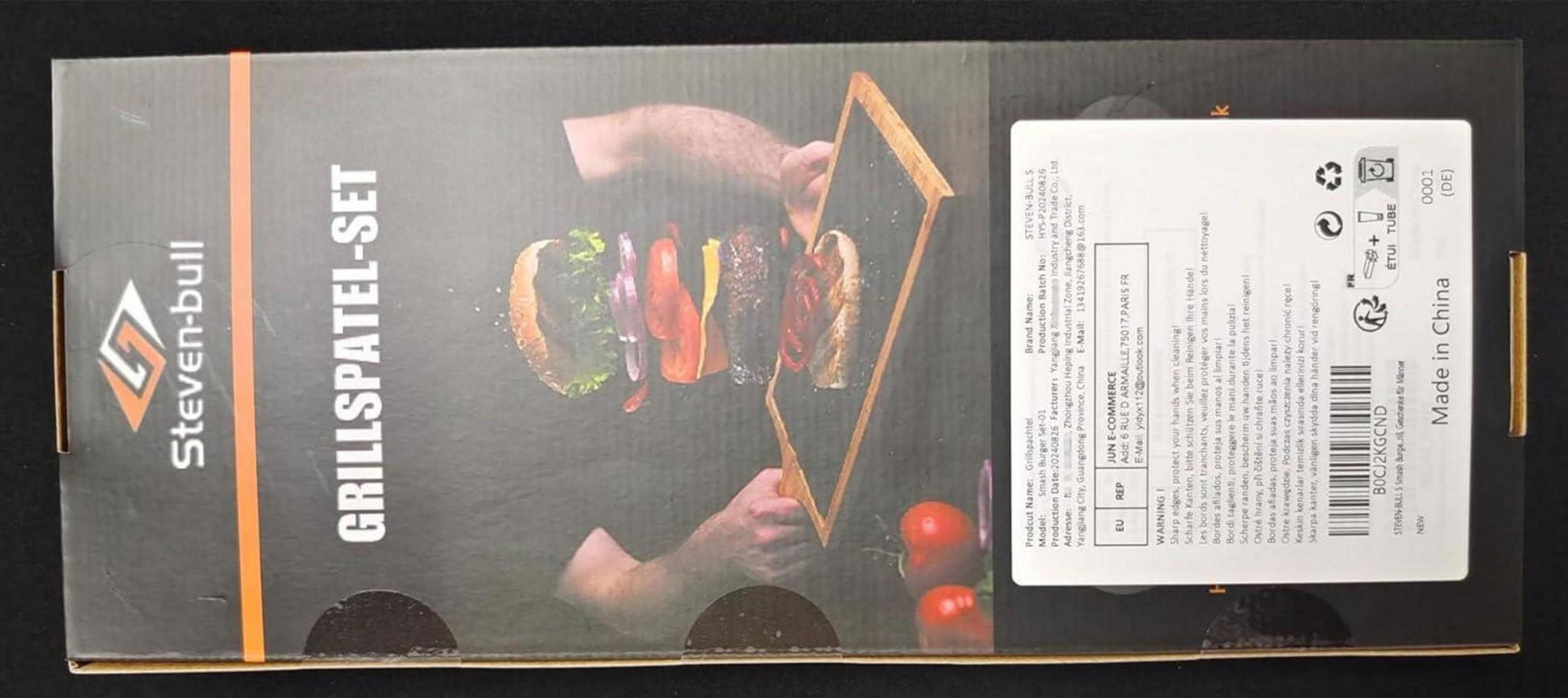 Edelstahl Pfannenwender für Smash Burger, Grillspatel 15,5x13,5cm