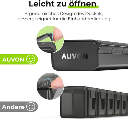 AUVON Tablettenbox 7 Tage deutsch BPA-frei tragbar schwarz