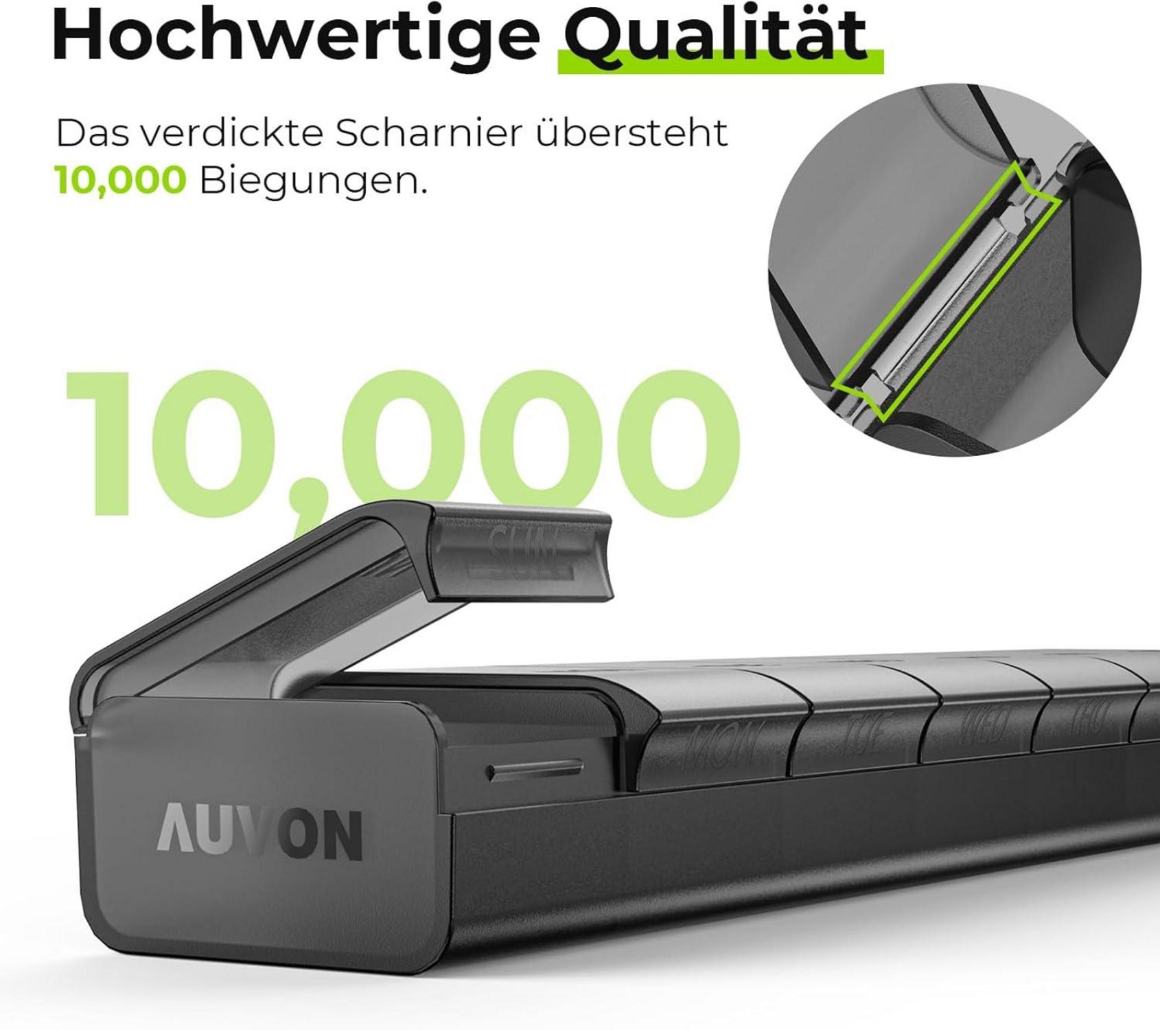 Tablettenbox 7 Tage Pillendose Medikamentenbox BPA-frei Schwarz