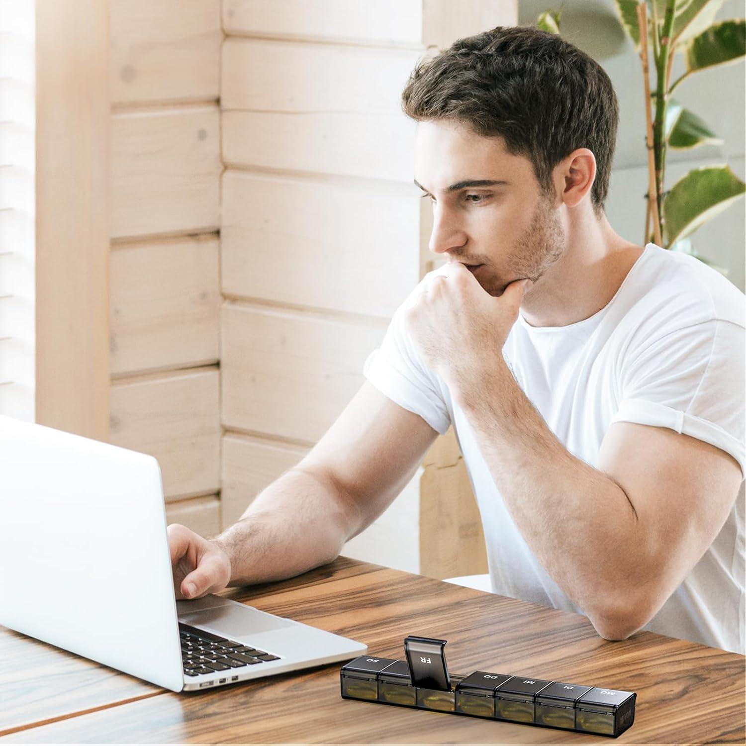 Tablettenbox 7 Tage Pillendose Medikamentenbox BPA-frei Schwarz