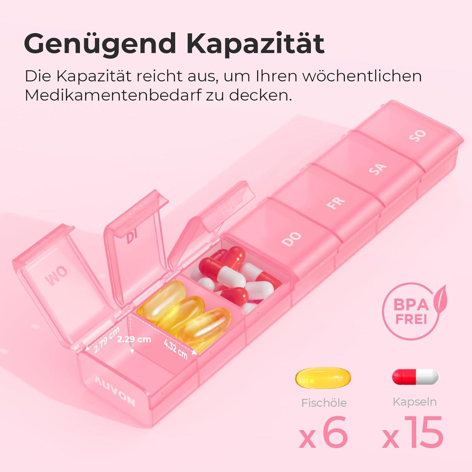 Pillendose 7 Tage mit offenem Design Deutsch BPA-frei