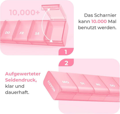 Tablettenbox 7 Tage Pillendose Rosa Medikamentenbox BPA-frei AUVON