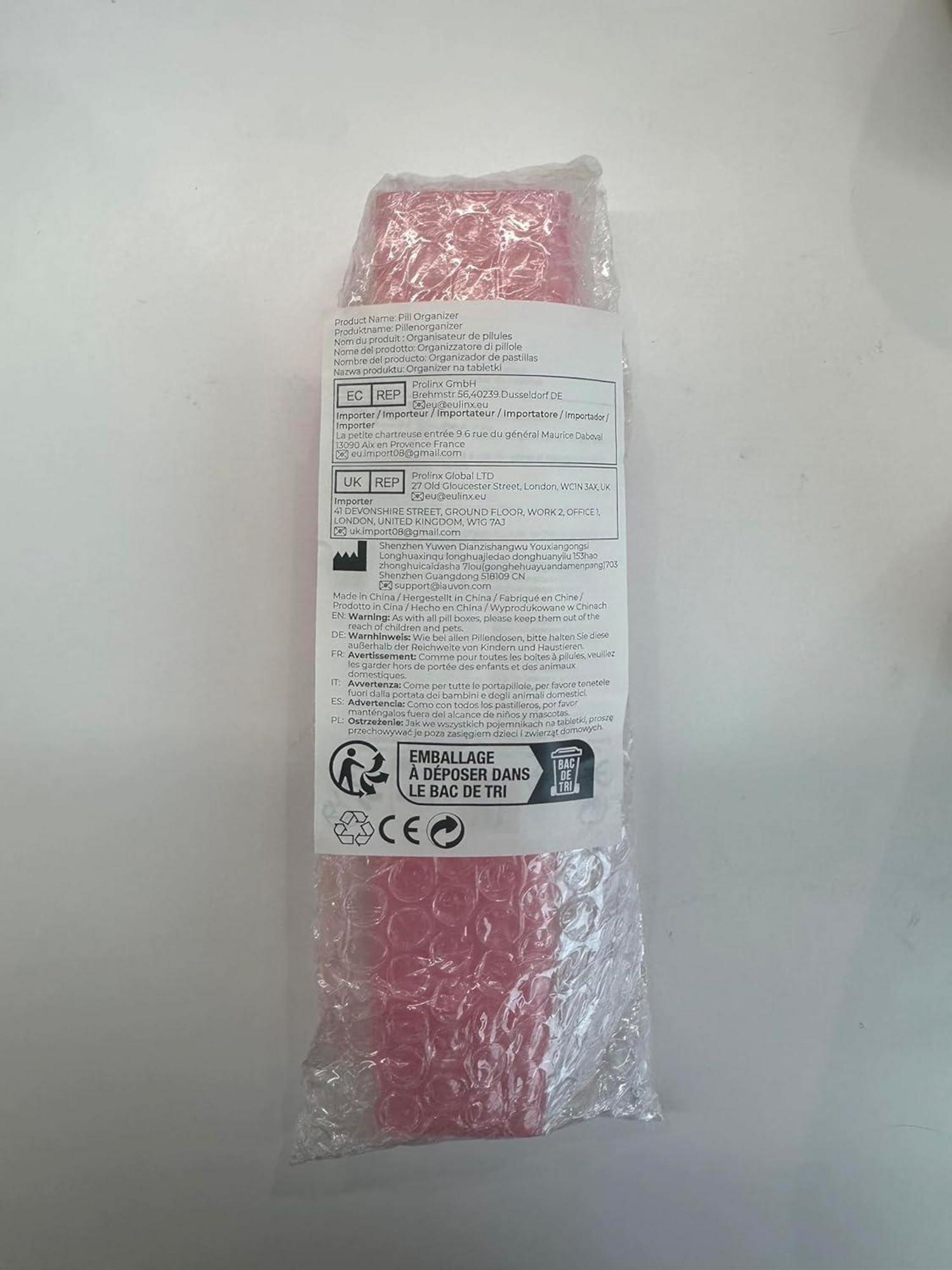 Tablettenbox 7 Tage Pillendose Rosa Medikamentenbox BPA-frei AUVON