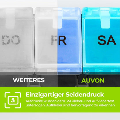 Tablettenbox 7 Tage, Pillendose mit 7 Fächern, frei von BPA, großes Design, Schwarz