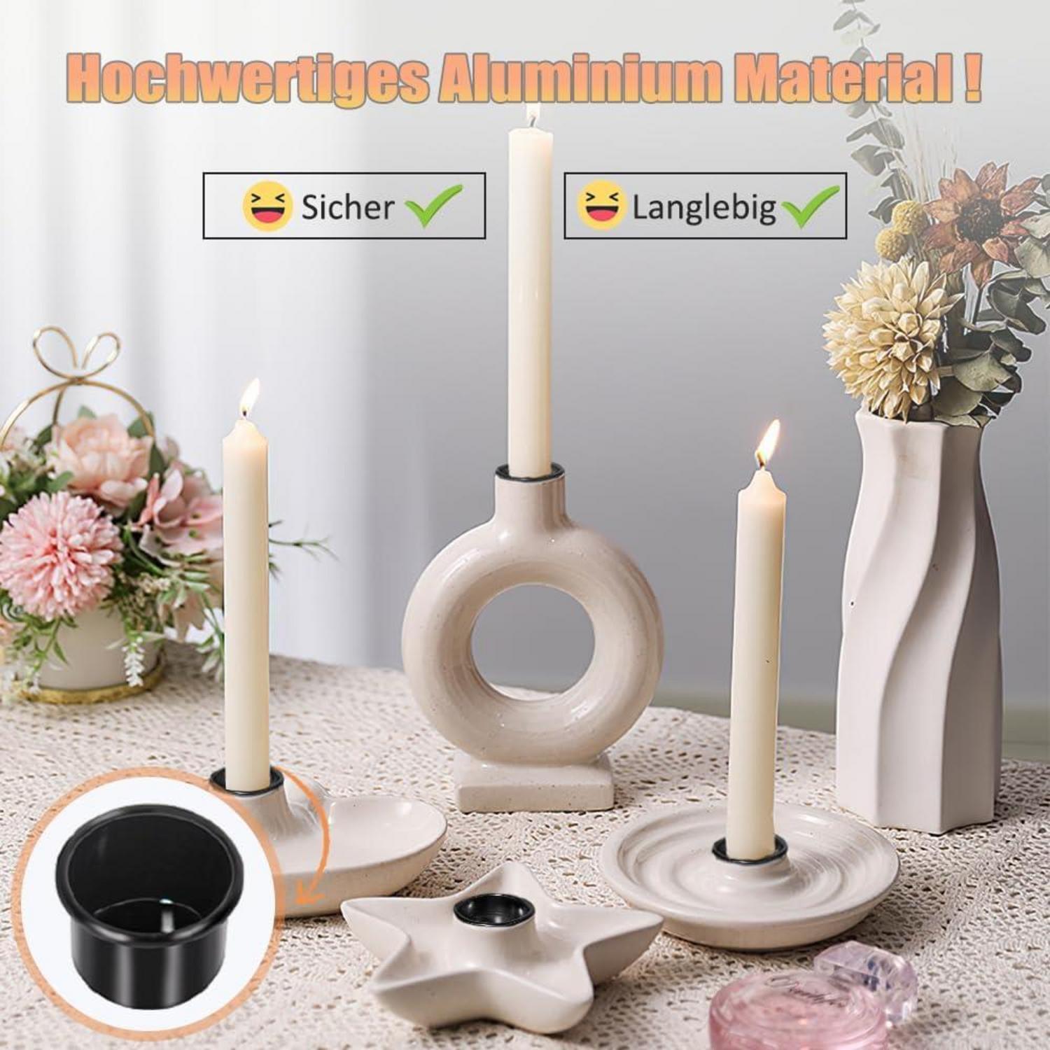 30er Set Metall Kerzenhalter für Stabkerzen Schwarz