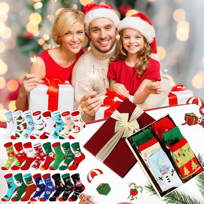 24 Paar Lustige Weihnachtssocken Unisex Winter Socken Set