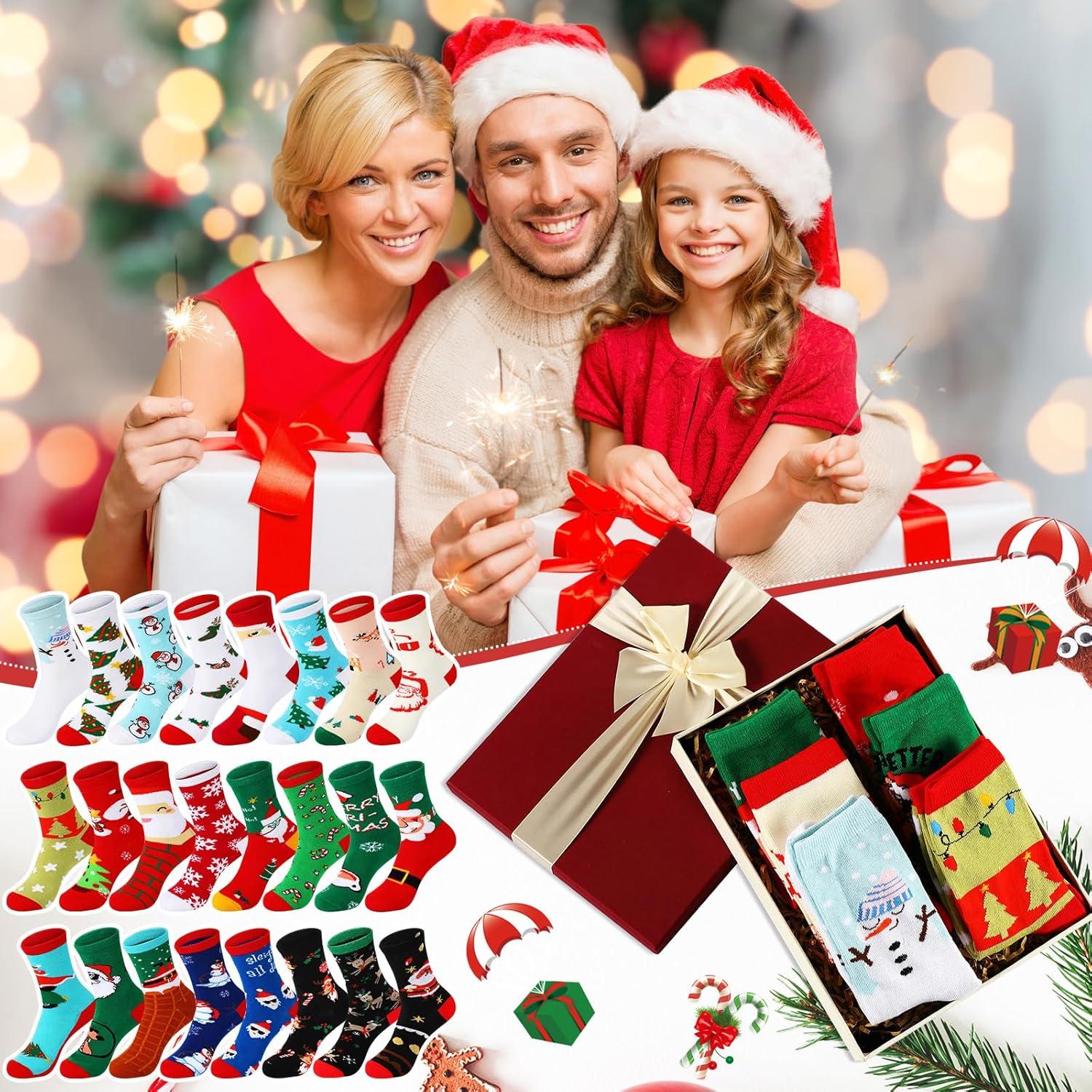24 Paar Christmas Socks Lustige Weihnachtssocken Unisex Wadensocken