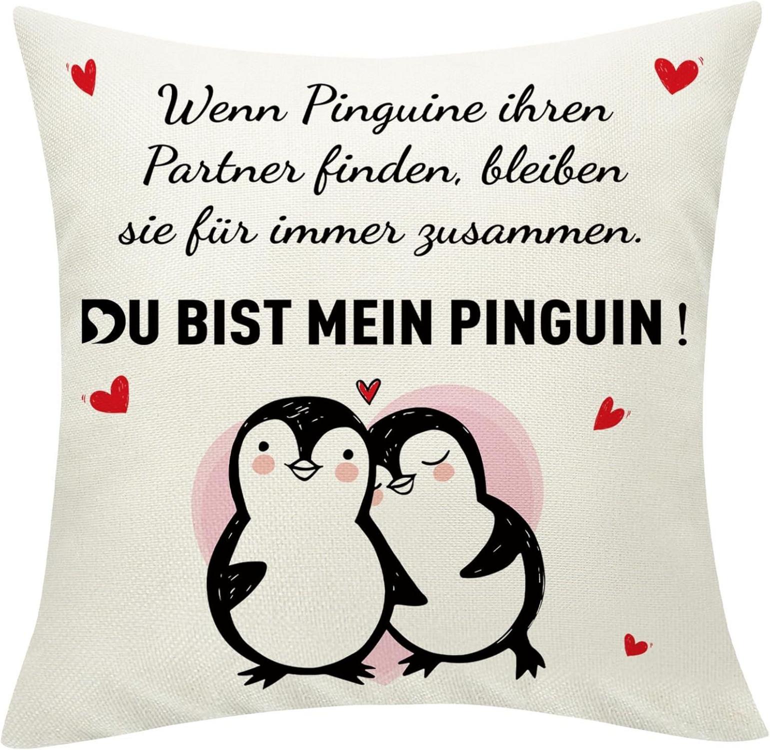 Pinguin Partner Kissenbezug mit Taschen 45x45 cm